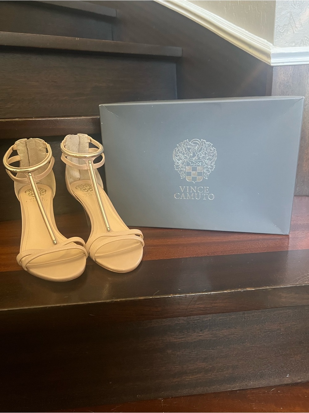 Vince Camuto Mitzy T-Strap Ankle Sandals-Nude/Pink Silver Hardware – Women’s 8.5 - Picture 3 of 8